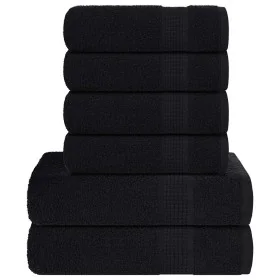 Juego de toallas 6 piezas 100% algodón negro 360 gsm de , Toallas de baño y manoplas - Ref: Foro24-137090, Precio: 43,18 €, D...
