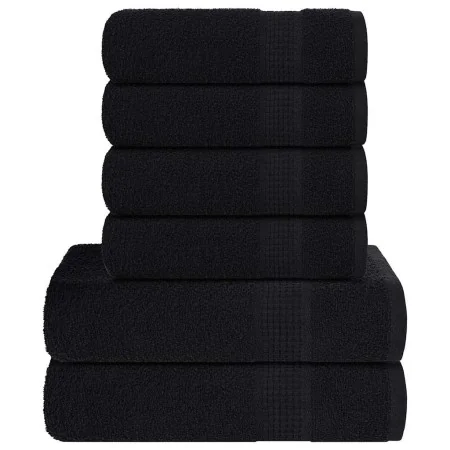 Juego de toallas 6 piezas 100% algodón negro 360 gsm de , Toallas de baño y manoplas - Ref: Foro24-137090, Precio: 43,18 €, D...