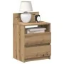 Mesillas de noche 2 uds con 2 cajones roble artesano 40x33x60cm de , Mesitas de noche - Ref: Foro24-858577, Precio: 91,83 €, ...