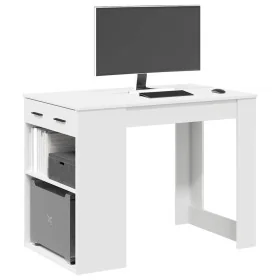Escritorio con cajón y estante madera contrachapada blanco de , Mesas de cocina y de comedor - Ref: Foro24-858686, Precio: 95...