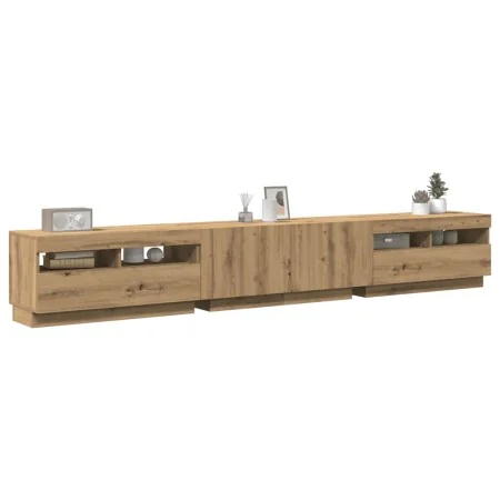 Mueble de TV luces LED madera roble artisan 260x35x40 cm de , Muebles TV - Ref: Foro24-3329168, Precio: 221,42 €, Descuento: %