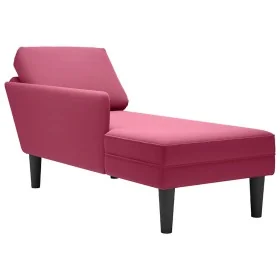 Tumbona con almohada y reposabrazo derecho terciopelo rojo vino von , Tagesbetten - Ref: Foro24-4009811, Preis: 113,50 €, Rab...