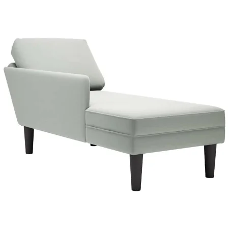 Tumbona almohada y reposabrazo derecho terciopelo gris claro de , Divanes - Ref: Foro24-4009807, Precio: 105,77 €, Descuento: %