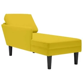 Tumbona con almohada y reposabrazo derecho terciopelo amarillo de , Divanes - Ref: Foro24-4009813, Precio: 125,03 €, Descuent...