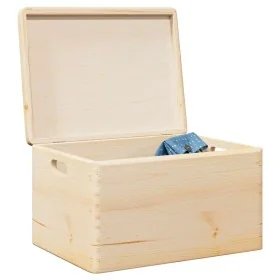 Caja de madera con tapa y asas madera maciza pino 40x30x23 cm de , Cestas para almacenaje - Ref: Foro24-4017392, Precio: 51,1...