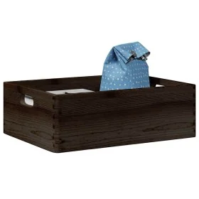 Caja de madera con asas madera maciza pino negra 40x30x13 cm de , Cestas para almacenaje - Ref: Foro24-4017399, Precio: 30,30...