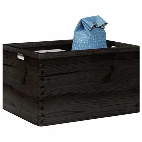 Caja de madera con asas madera maciza pino negra 40x30x23 cm de , Cestas para almacenaje - Ref: Foro24-4017400, Precio: 38,34...