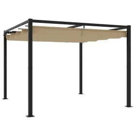 Cenador de jardín con techo retráctil acero topo 3x3 m by , Tents and gazebos - Ref: Foro24-4003961, Price: 378,25 €, Discoun...