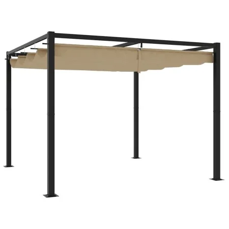 Cenador de jardín con techo retráctil acero topo 3x3 m de , Carpas y cenadores - Ref: Foro24-4003961, Precio: 378,25 €, Descu...
