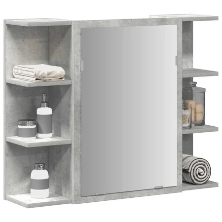 Armario de espejo de baño contrachapada gris 80x20,5x64 cm de , Tocadores de baño - Ref: Foro24-856035, Precio: 60,79 €, Desc...