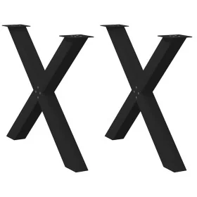 Patas para mesa de comedor en forma de X 2 uds acero negro de , Patas para mesas - Ref: Foro24-4012984, Precio: 114,36 €, Des...