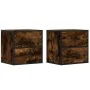 Mesitas de noche pared 2 uds color roble ahumado 40x31x39,5 cm by , Nightstands - Ref: Foro24-848729, Price: 77,95 €, Discoun...