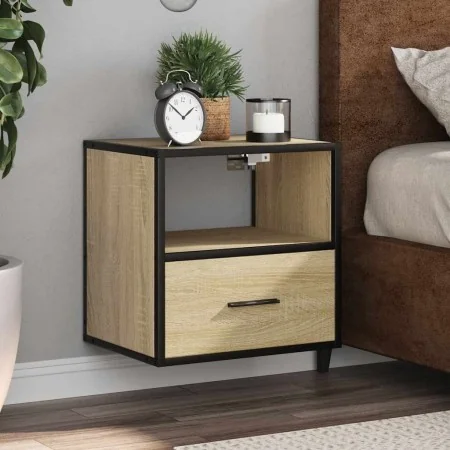 Mesita de noche de pared color roble ahumado 40x31x39,5 cm de , Mesitas de noche - Ref: Foro24-848736, Precio: 44,49 €, Descu...