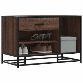 Banco zapatero madera de ingeniería marrón roble 80x40x53,5 cm de , Bancos para recibidores y almacenamiento - Ref: Foro24-84...