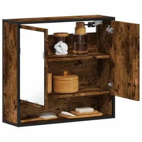 Armario con espejo baño madera roble ahumado 65x20x60 cm de , Tocadores de baño - Ref: Foro24-849261, Precio: 81,80 €, Descue...