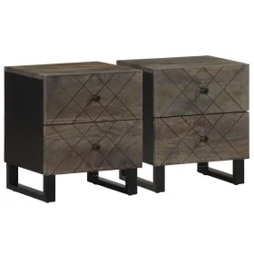 Mesitas de noche 2 uds madera maciza de mango negro 40x33x46 cm de , Mesitas de noche - Ref: Foro24-4017683, Precio: 132,04 €...