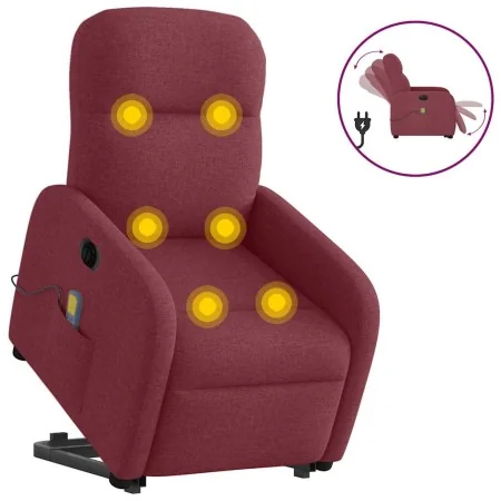 Sillón de masaje eléctrico reclinable elevable tela rojo tinto de , Sillones - Ref: Foro24-3303005, Precio: 332,06 €, Descuen...