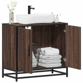 Mueble de lavabo madera de ingeniería roble marrón 65x33x60 cm de , Muebles de baño - Ref: Foro24-849268, Precio: 60,34 €, De...