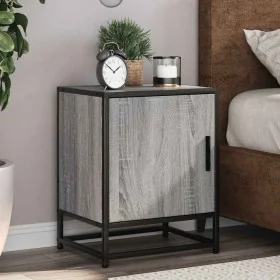 Mesita noche madera de ingeniería gris sonoma 40x31x50 cm metal de , Mesitas de noche - Ref: Foro24-848715, Precio: 38,49 €, ...