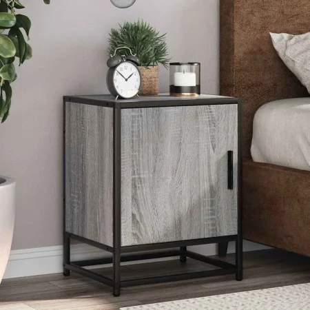 Mesita noche madera de ingeniería gris sonoma 40x31x50 cm metal de , Mesitas de noche - Ref: Foro24-848715, Precio: 38,49 €, ...