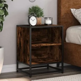 Mesita noche madera ingeniería roble ahumado 40x31x50cm metal by , Nightstands - Ref: Foro24-848703, Price: 37,22 €, Discount: %