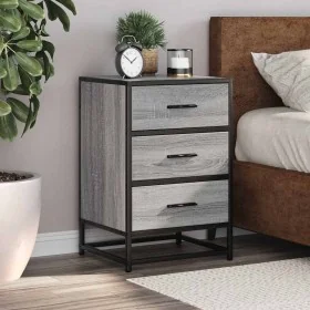 Mesita noche madera ingeniería gris sonoma 40x34,5x60 cm metal de , Mesitas de noche - Ref: Foro24-848722, Precio: 68,74 €, D...