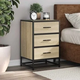 Mesita noche madera ingeniería roble sonoma 40x34,5x60cm metal by , Nightstands - Ref: Foro24-848720, Price: 62,33 €, Discoun...