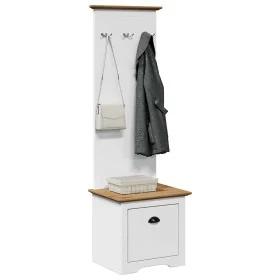 Mueble de entrada con ganchos BODO blanco y marrón 50x40x157 cm de , Bancos para recibidores y almacenamiento - Ref: Foro24-4...