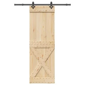 Puerta corredera con herrajes madera maciza de pino 70x210 cm de , Puertas - Ref: Foro24-3332772, Precio: 169,94 €, Descuento: %