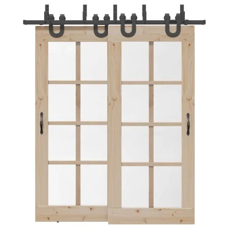 Kit de herrajes para puertas correderas acero negro 200 cm by , Door items - Ref: Foro24-3295734, Price: 124,32 €, Discount: %