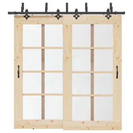 Kit de herrajes para puertas correderas acero negro 213,5 cm by , Door items - Ref: Foro24-3295736, Price: 162,79 €, Discount: %