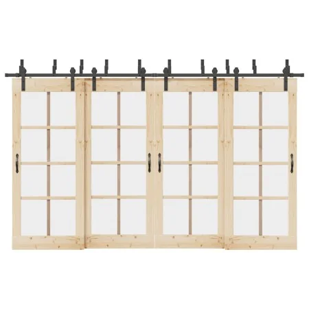 Kit de herrajes para puertas correderas acero negro 366 cm by , Door items - Ref: Foro24-3295741, Price: 226,73 €, Discount: %