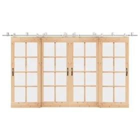 Kit de herrajes para puerta corredera 200 cm acero plateado by , Door items - Ref: Foro24-3295762, Price: 252,99 €, Discount: %