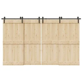 Kit de herrajes para puertas correderas acero negro 366 cm by , Door items - Ref: Foro24-3295795, Price: 157,75 €, Discount: %