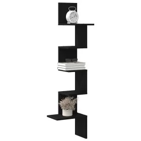 Estante de esquina de pared contrachapado negro 32x32x127,5 cm de , Estantes y estanterías - Ref: Foro24-860518, Precio: 35,3...