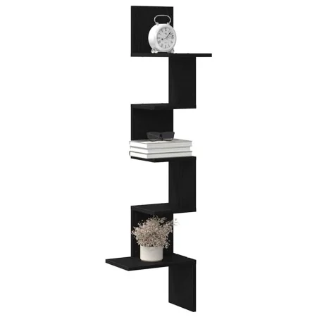 Estante de esquina de pared contrachapado negro 32x32x127,5 cm de , Estantes y estanterías - Ref: Foro24-860518, Precio: 35,3...