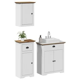 Juego muebles baño BODO 3pzas madera maciza pino blanco marrón de , Muebles de baño - Ref: Foro24-3307648, Precio: 266,96 €, ...