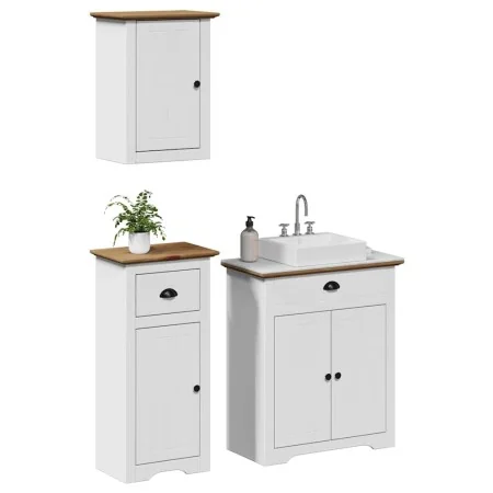 Juego muebles baño BODO 3pzas madera maciza pino blanco marrón de , Muebles de baño - Ref: Foro24-3307648, Precio: 266,96 €, ...