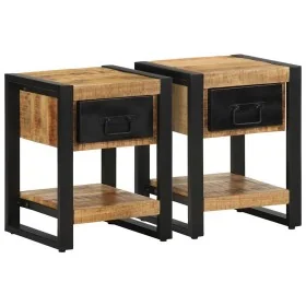 Mesitas de noche 2 piezas madera maciza rugosa mango by , Nightstands - Ref: Foro24-4013568, Price: 194,48 €, Discount: %