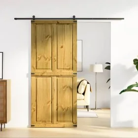 Puerta de granero CORONA madera maciza pino 90x210 cm de , Puertas - Ref: Foro24-4103417, Precio: 185,20 €, Descuento: %