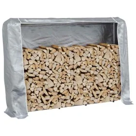 Leñero con protector de lluvia 200x25x150 cm acero galvanizado de , Bolsas y soportes de leña - Ref: Foro24-4100710, Precio: ...