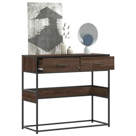 Mesa consola madera de ingeniería marrón roble 90x35x80 cm by , Side tables - Ref: Foro24-849178, Price: 80,90 €, Discount: %