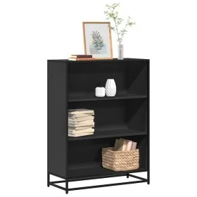 Estantería madera ingeniería negra 80,5x35x107,5 cm de , Librerías y estanterías - Ref: Foro24-849119, Precio: 113,63 €, Desc...