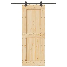 Puerta corredera con herrajes madera maciza de pino 85x210 cm de , Puertas - Ref: Foro24-3332726, Precio: 192,86 €, Descuento: %
