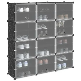 Estantería de cubos con 12 compartimentos y puertas PP negro de , Zapateros y organizadores de calzado - Ref: Foro24-4019580,...