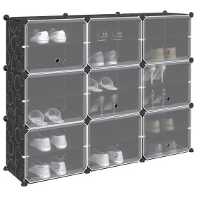 Estantería de cubos con 9 compartimentos y puertas PP negro de , Zapateros y organizadores de calzado - Ref: Foro24-4019577, ...