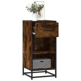 Aparador madera ingeniería y metal roble ahumado 35,5x35x76 cm de , Aparadores - Ref: Foro24-848956, Precio: 61,66 €, Descuen...