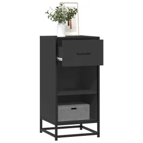Aparador de madera de ingeniería y metal negro 35,5x35x76 cm de , Aparadores - Ref: Foro24-848954, Precio: 63,50 €, Descuento: %