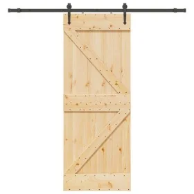Puerta corredera con herrajes madera maciza de pino 80x210 cm de , Puertas - Ref: Foro24-3332649, Precio: 232,22 €, Descuento: %