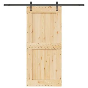 Puerta corredera con herrajes madera maciza de pino 100x210 cm de , Puertas - Ref: Foro24-3332747, Precio: 231,78 €, Descuent...